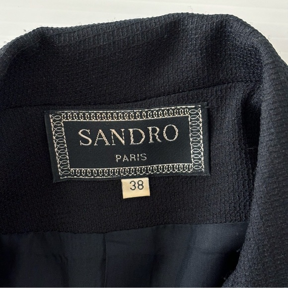 Sandro Paris Cropped Horsebit Jacket 38 US 6 Black - Picture 6 of 9